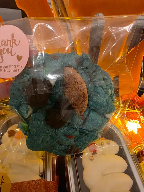 A bright blue cookie creation
